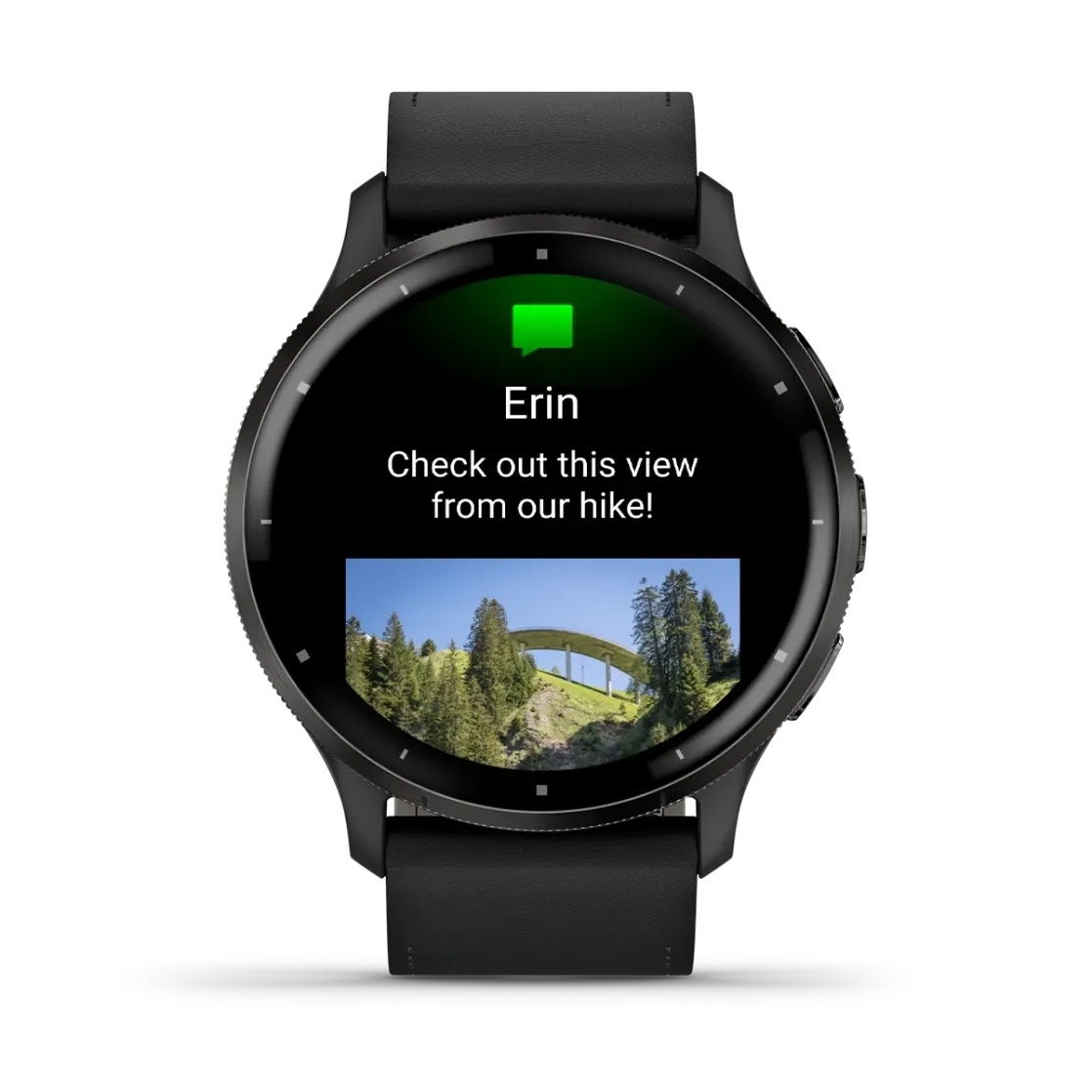 * Venu 3 Slate Stainless-Steel Bezel With Black Case And Black Leather Band