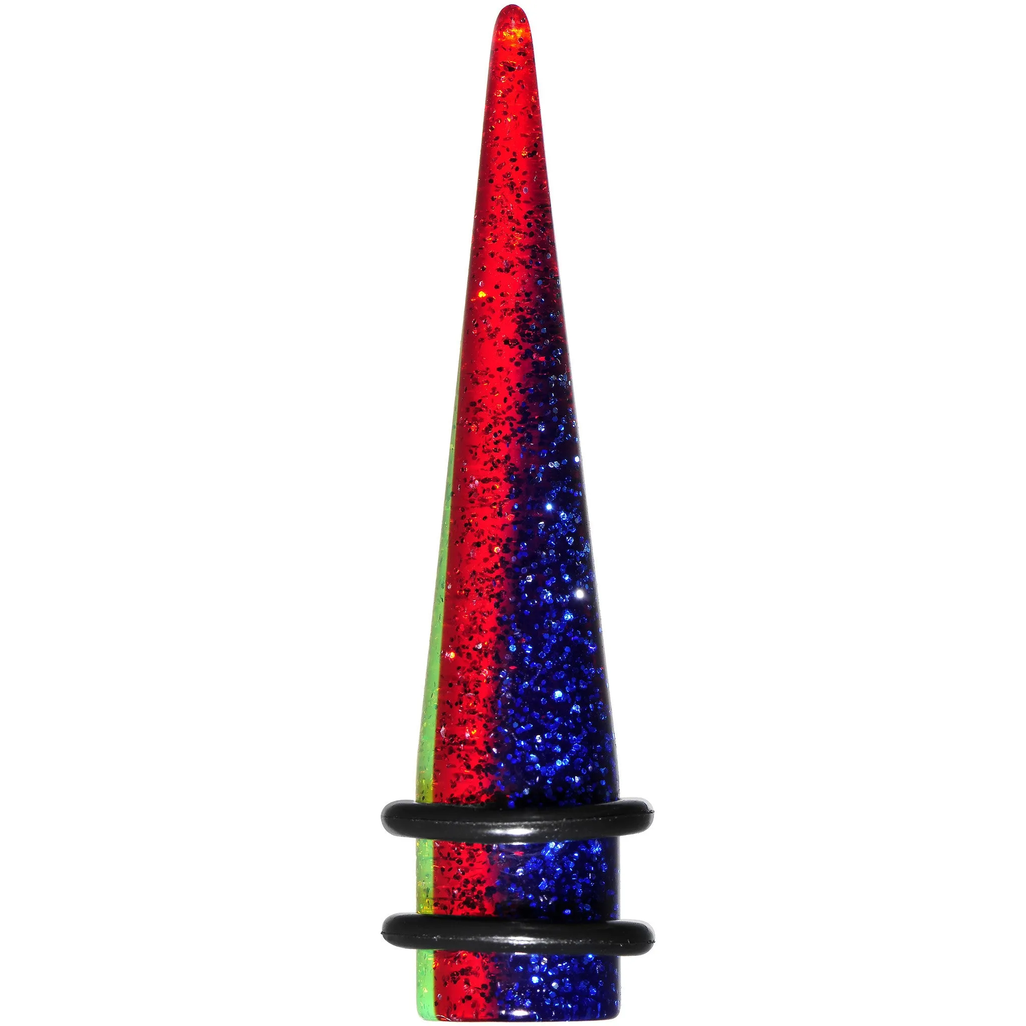 00 Gauge Green Red Blue Acrylic Vibrant Glitter Taper
