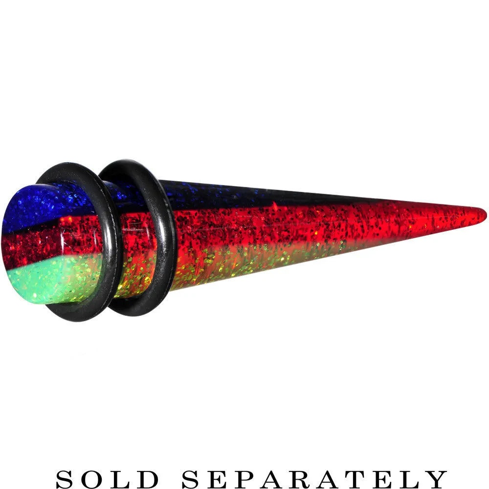 00 Gauge Green Red Blue Acrylic Vibrant Glitter Taper