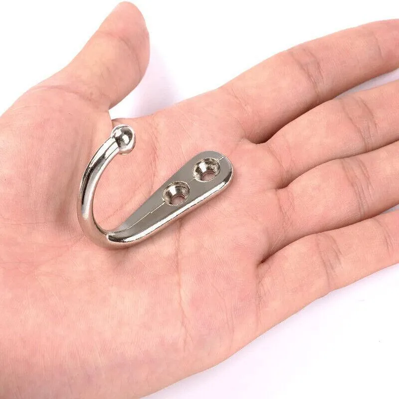 10X Stainless Steel Wall Hooks for Coats Hats or Robes