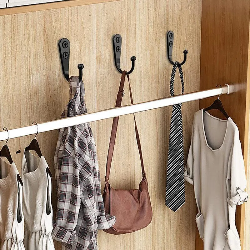 10X Stainless Steel Wall Hooks for Coats Hats or Robes