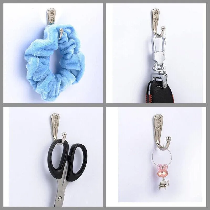 10X Stainless Steel Wall Hooks for Coats Hats or Robes