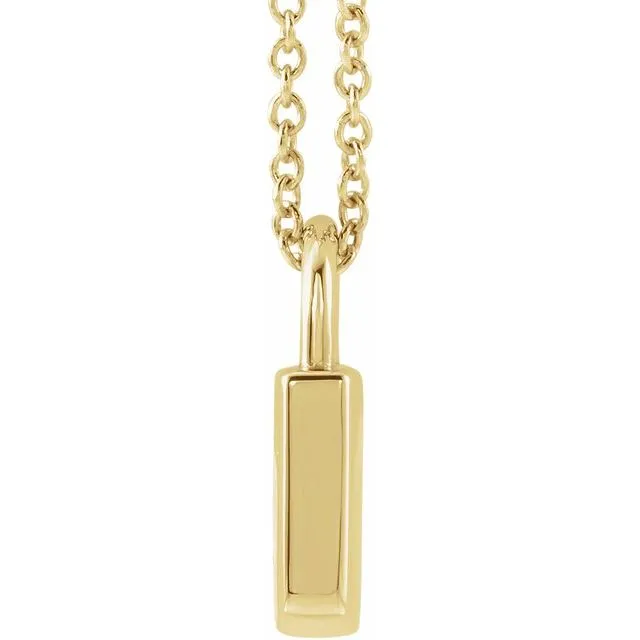 14K Yellow Gold 12.02x8 mm Engravable Initial Lock Pendant 16-18" Necklace