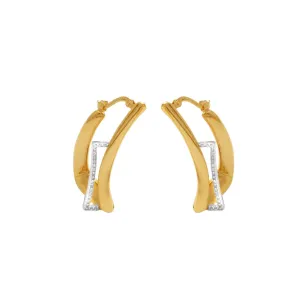 14K Yellow Gold and Diamond Innovoro® Lightweight Hoop Earrings