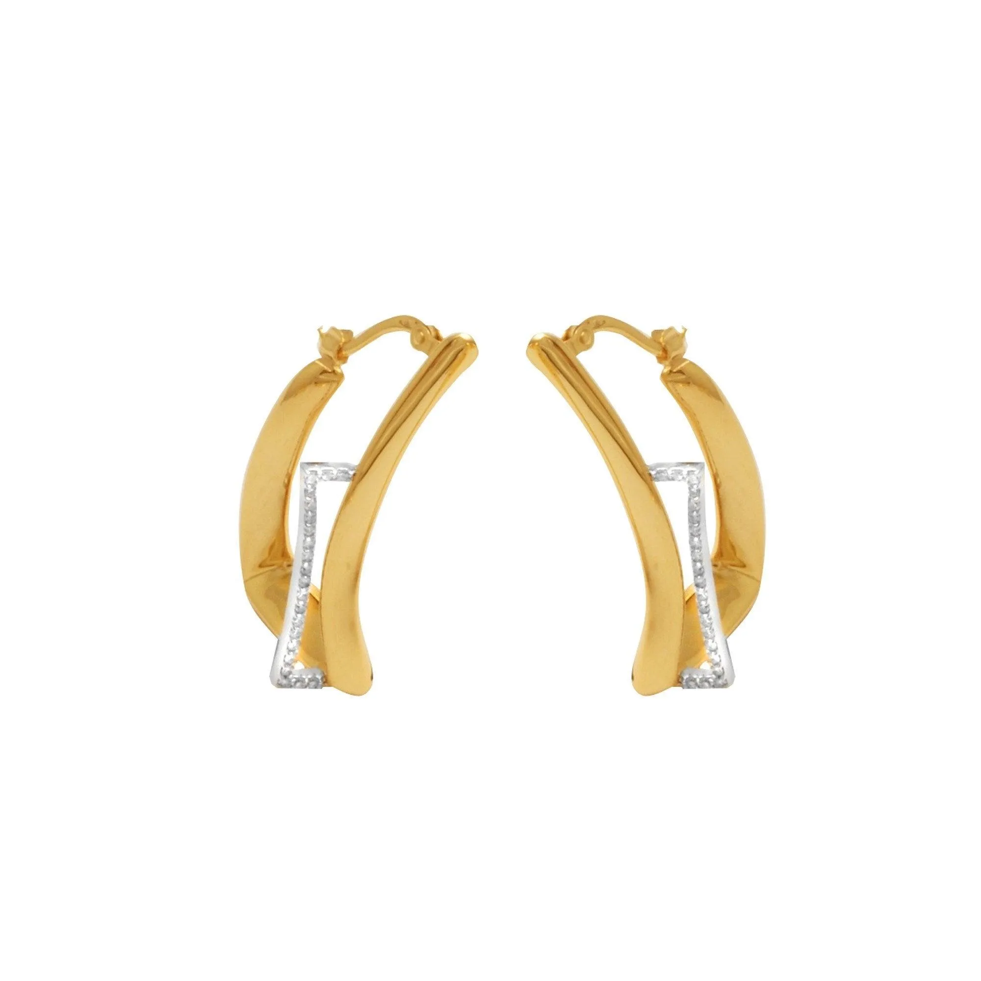 14K Yellow Gold and Diamond Innovoro® Lightweight Hoop Earrings