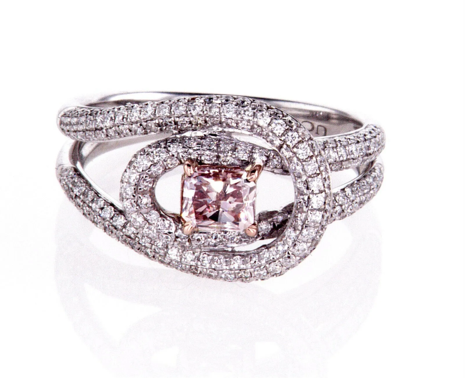 1.50 CT Natural Fancy Pink Diamond Ring 18k Gold GIA Certified Radiant Cut