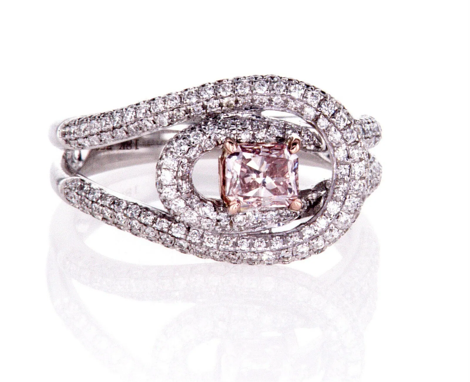 1.50 CT Natural Fancy Pink Diamond Ring 18k Gold GIA Certified Radiant Cut