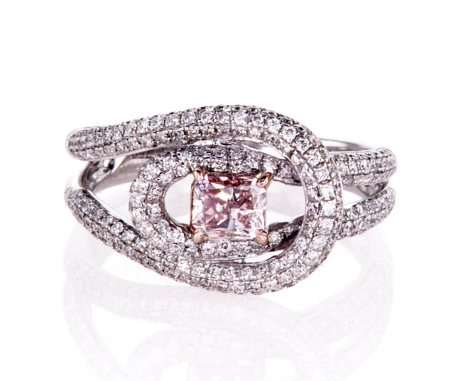 1.50 CT Natural Fancy Pink Diamond Ring 18k Gold GIA Certified Radiant Cut