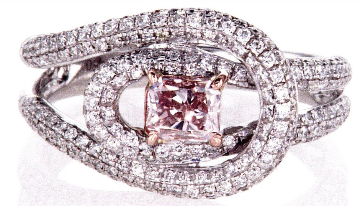 1.50 CT Natural Fancy Pink Diamond Ring 18k Gold GIA Certified Radiant Cut