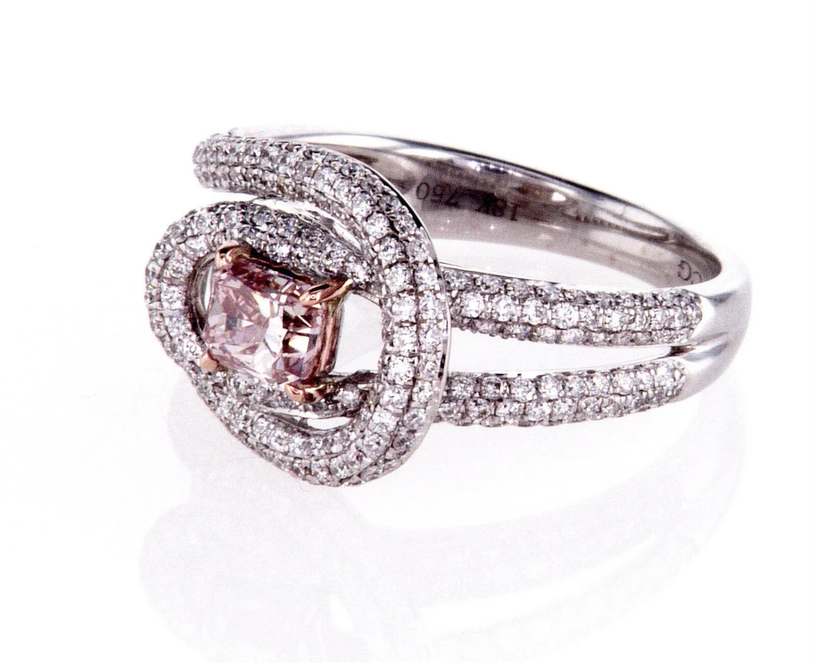 1.50 CT Natural Fancy Pink Diamond Ring 18k Gold GIA Certified Radiant Cut