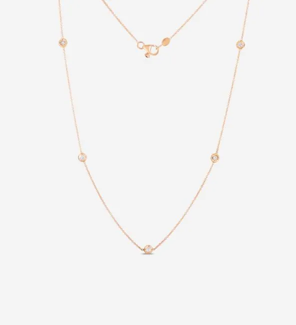18K Gold Necklace with 5 Diamond Stations