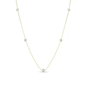 18K Gold Necklace with 5 Diamond Stations