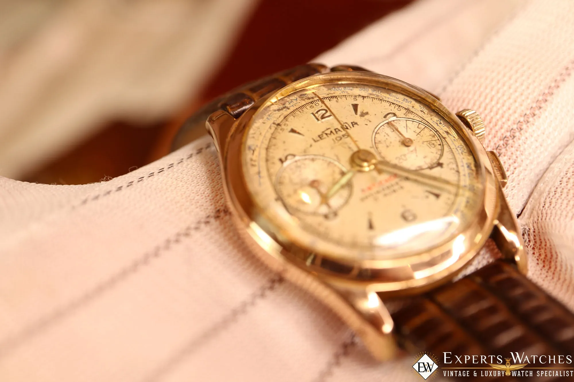 1950s Vintage Lemania 105 Chronograph 18K Gold Cal 1270 (320 / 321) CH27 Watch