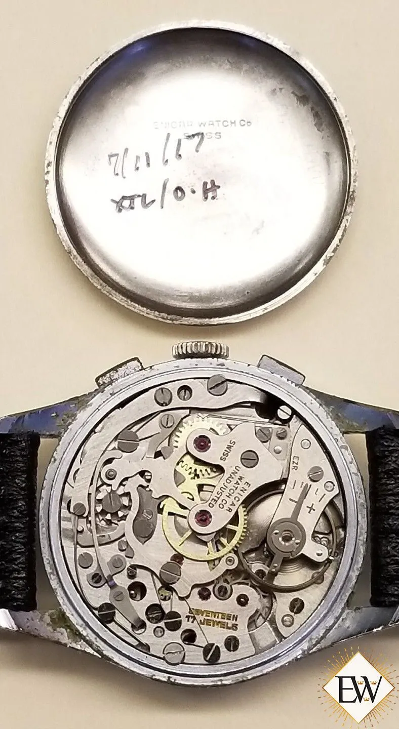 1960 Serviced Vintage Enicar Valjoux 92 USAAF Pilot Chronograph Watch Pre Sherpa