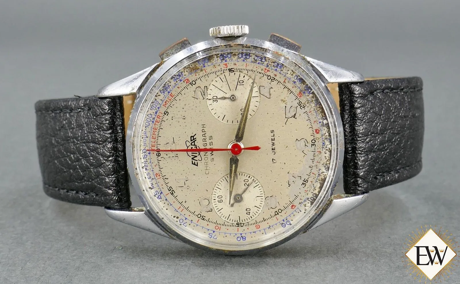 1960 Serviced Vintage Enicar Valjoux 92 USAAF Pilot Chronograph Watch Pre Sherpa