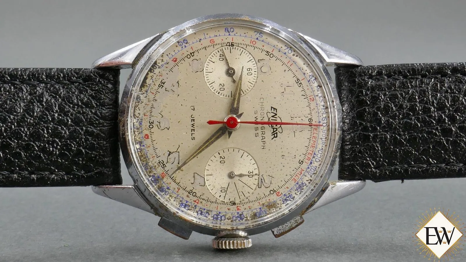 1960 Serviced Vintage Enicar Valjoux 92 USAAF Pilot Chronograph Watch Pre Sherpa
