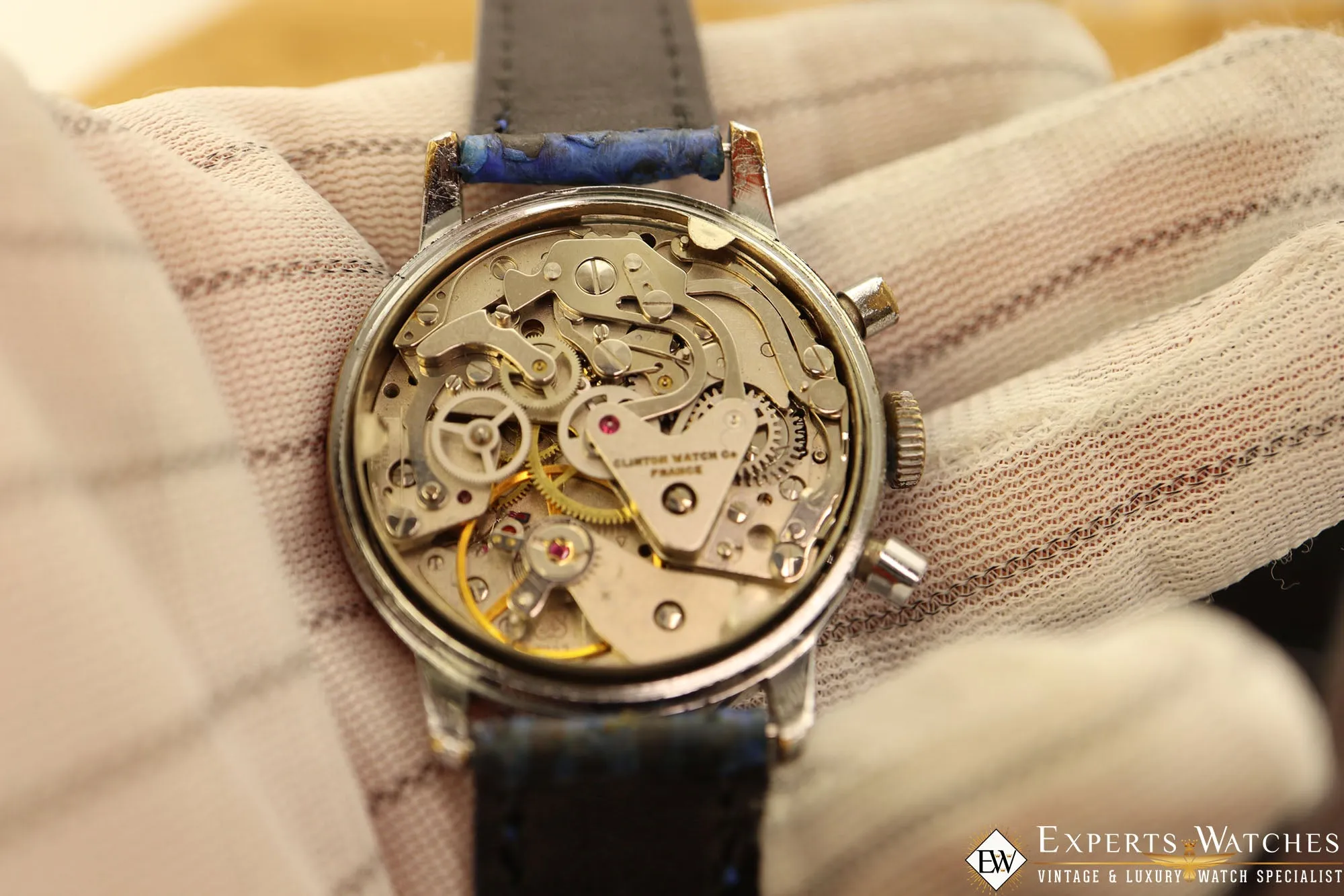1970's Vintage Clinton 17 Watch Co France Chronograph Valjoux 7733 Panda Dial