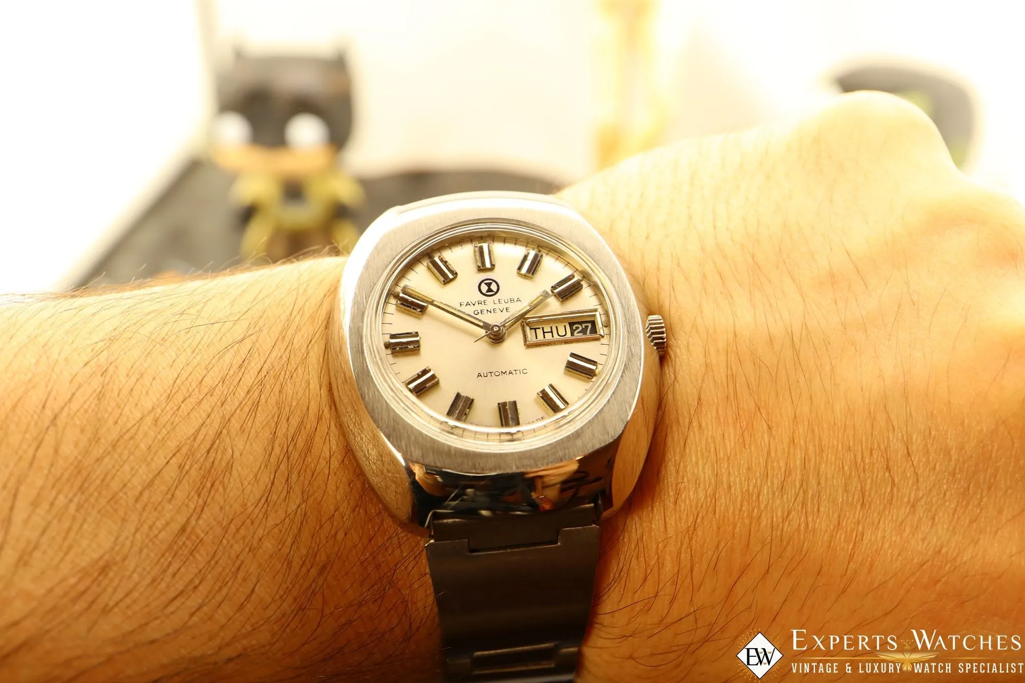 1970's Vintage Favre Leuba Geneve DuoMatic Day Date Automatic Cal 2066 Watch