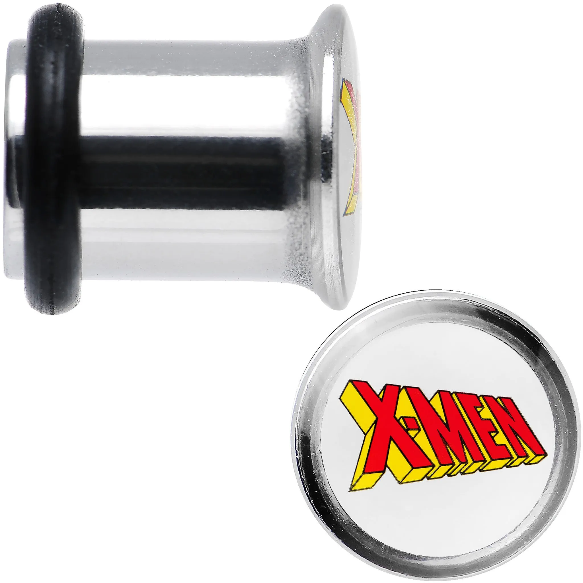 2 Gauge Licensed X-Men Single Flare Steel Tunnel Plugs Set