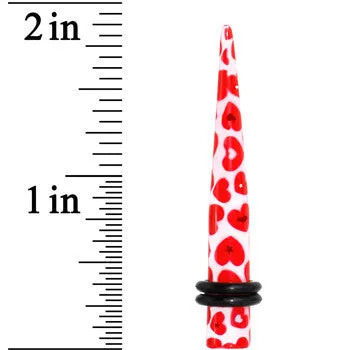 2 Gauge Lovely Red Heart Acrylic Ear Taper