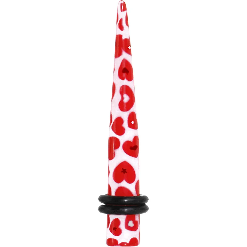 2 Gauge Lovely Red Heart Acrylic Ear Taper