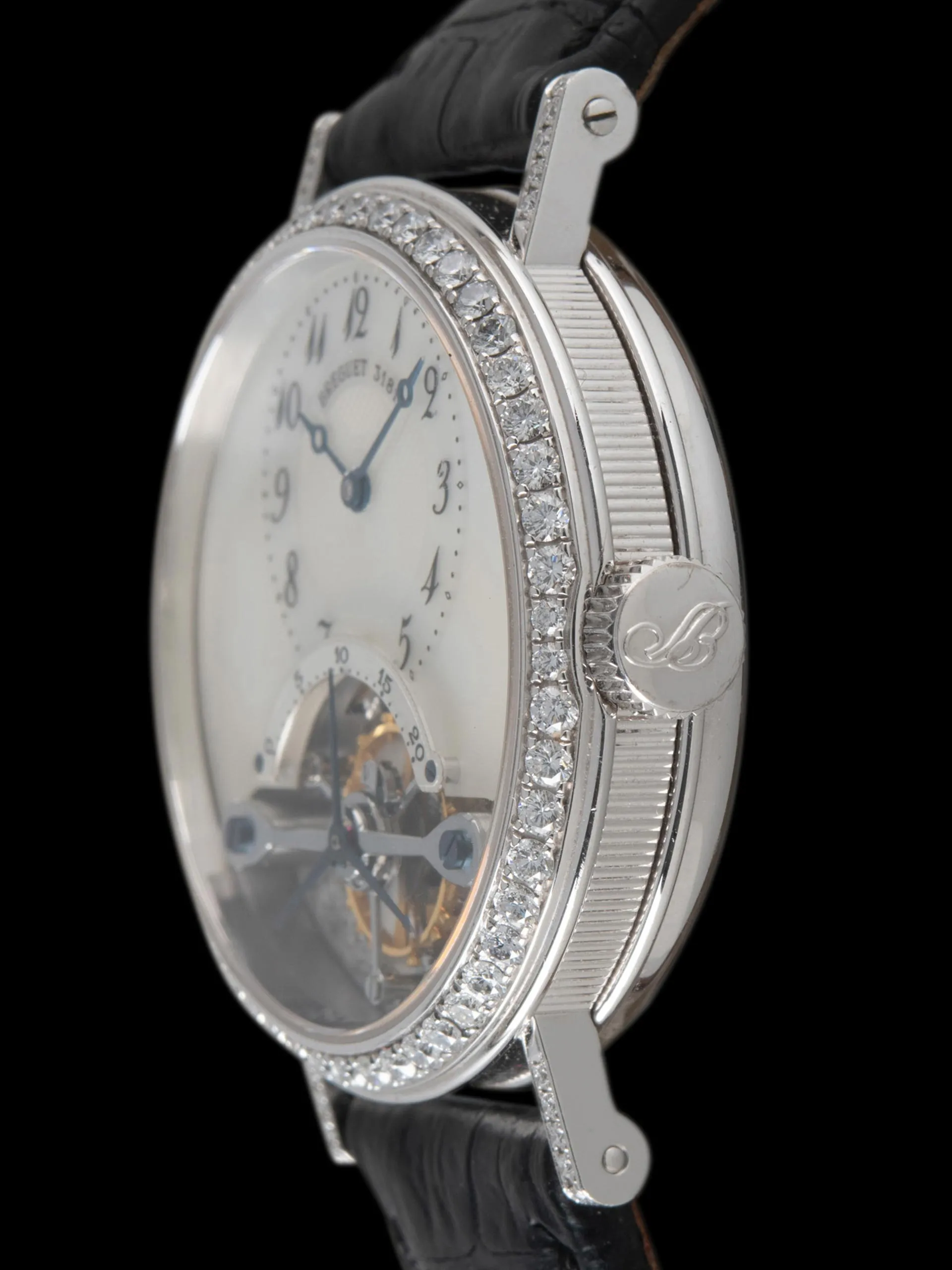2010s Breguet Classique Complications Tourbillon (Ref. 3358) 18K WG W/ Factory Diamond Case & MOP Guilloche Dial