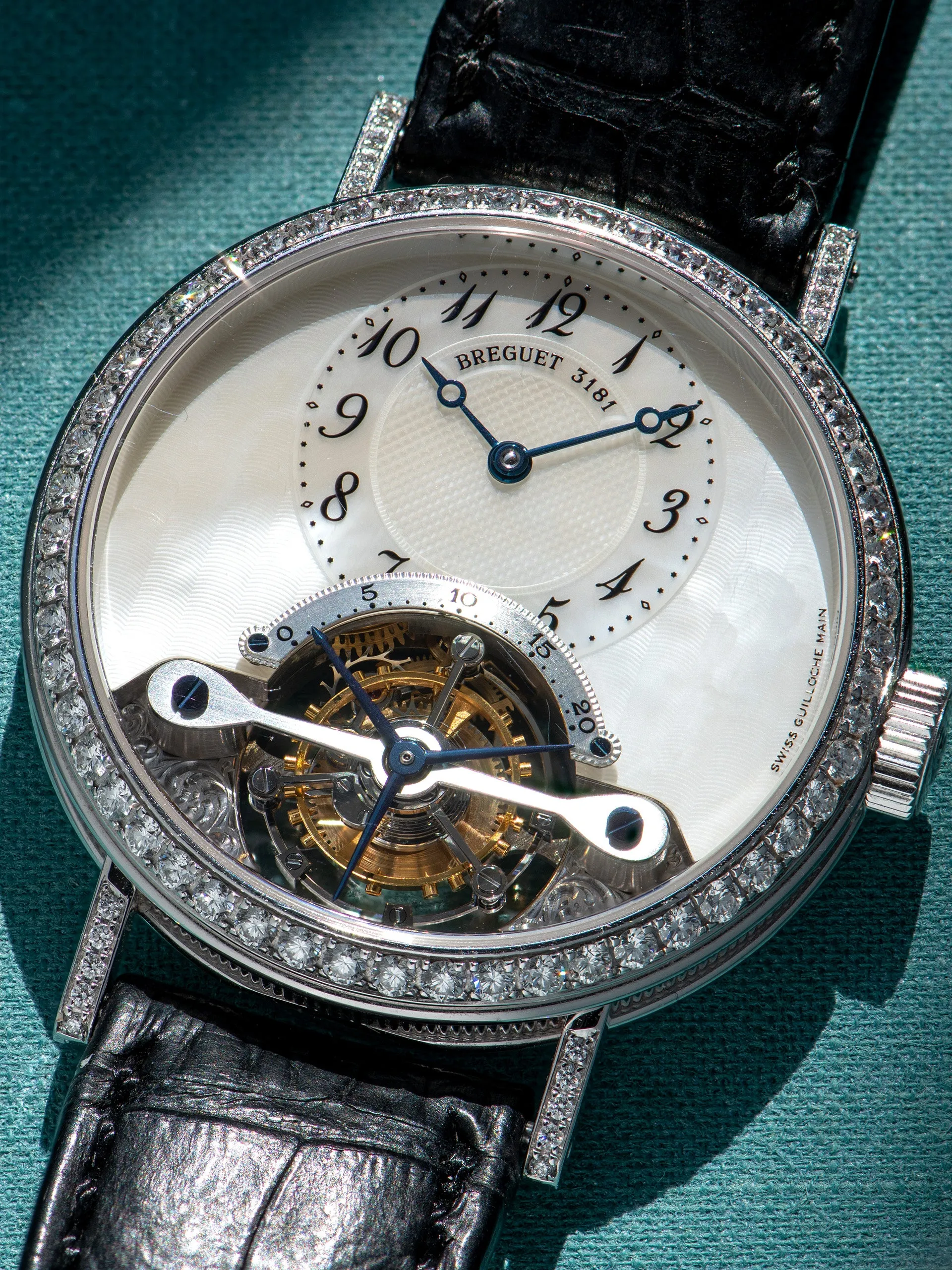 2010s Breguet Classique Complications Tourbillon (Ref. 3358) 18K WG W/ Factory Diamond Case & MOP Guilloche Dial