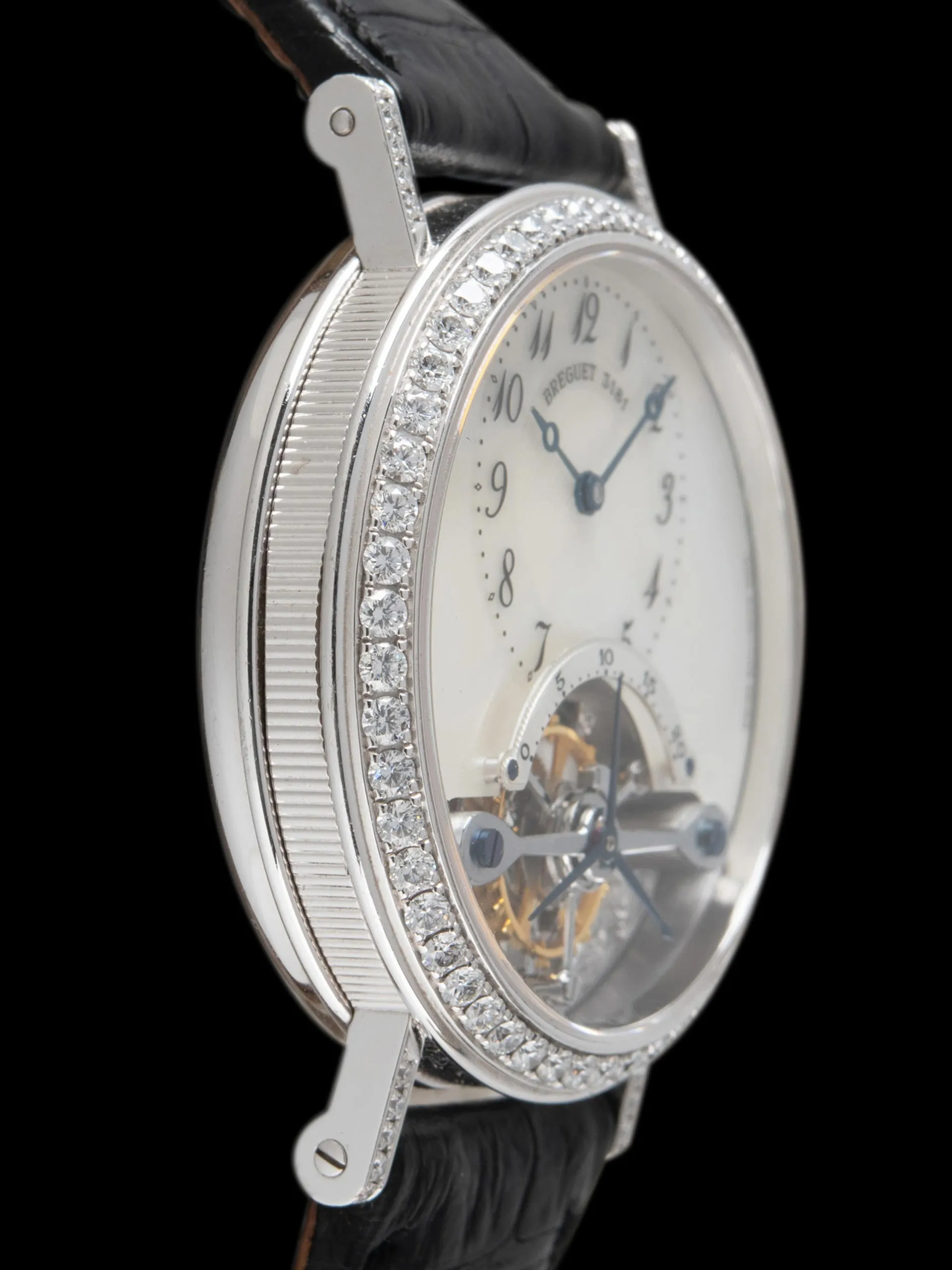 2010s Breguet Classique Complications Tourbillon (Ref. 3358) 18K WG W/ Factory Diamond Case & MOP Guilloche Dial