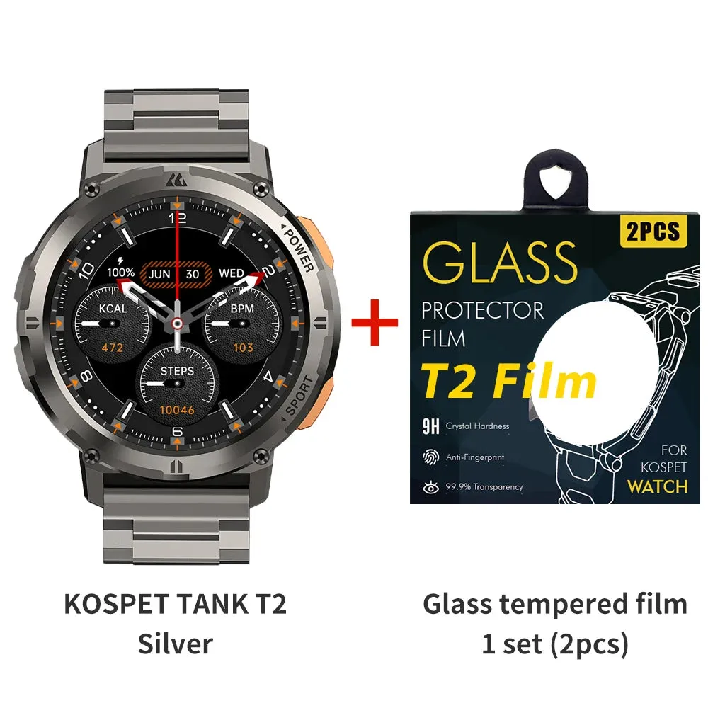 2024 NEW KOSPET TANK T2 Ultra Smartwatches For Men Watches AMOLED AOD Smartwatch Bluetooth Call Electronic Men's Smart Watch