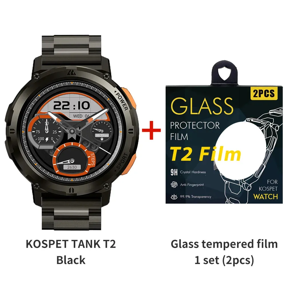 2024 NEW KOSPET TANK T2 Ultra Smartwatches For Men Watches AMOLED AOD Smartwatch Bluetooth Call Electronic Men's Smart Watch
