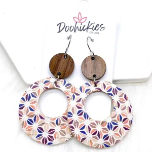 2.5" Walnut & Hexagon Harvest Double Os (cork) -Earrings