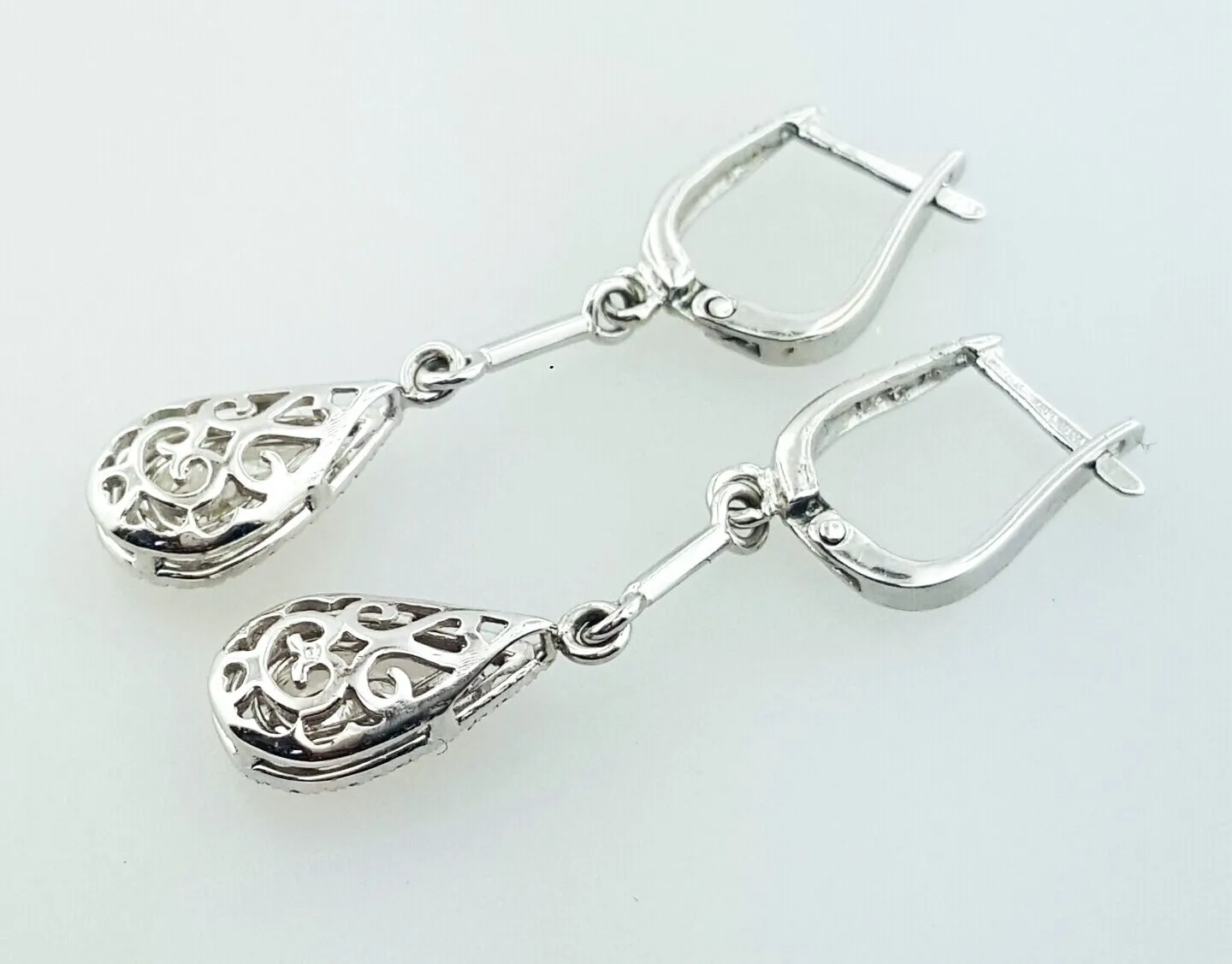 2.87 CT Diamond Earrings 14k White Gold Natural Pear Cut Drop Dangle H/I1