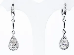 2.87 CT Diamond Earrings 14k White Gold Natural Pear Cut Drop Dangle H/I1