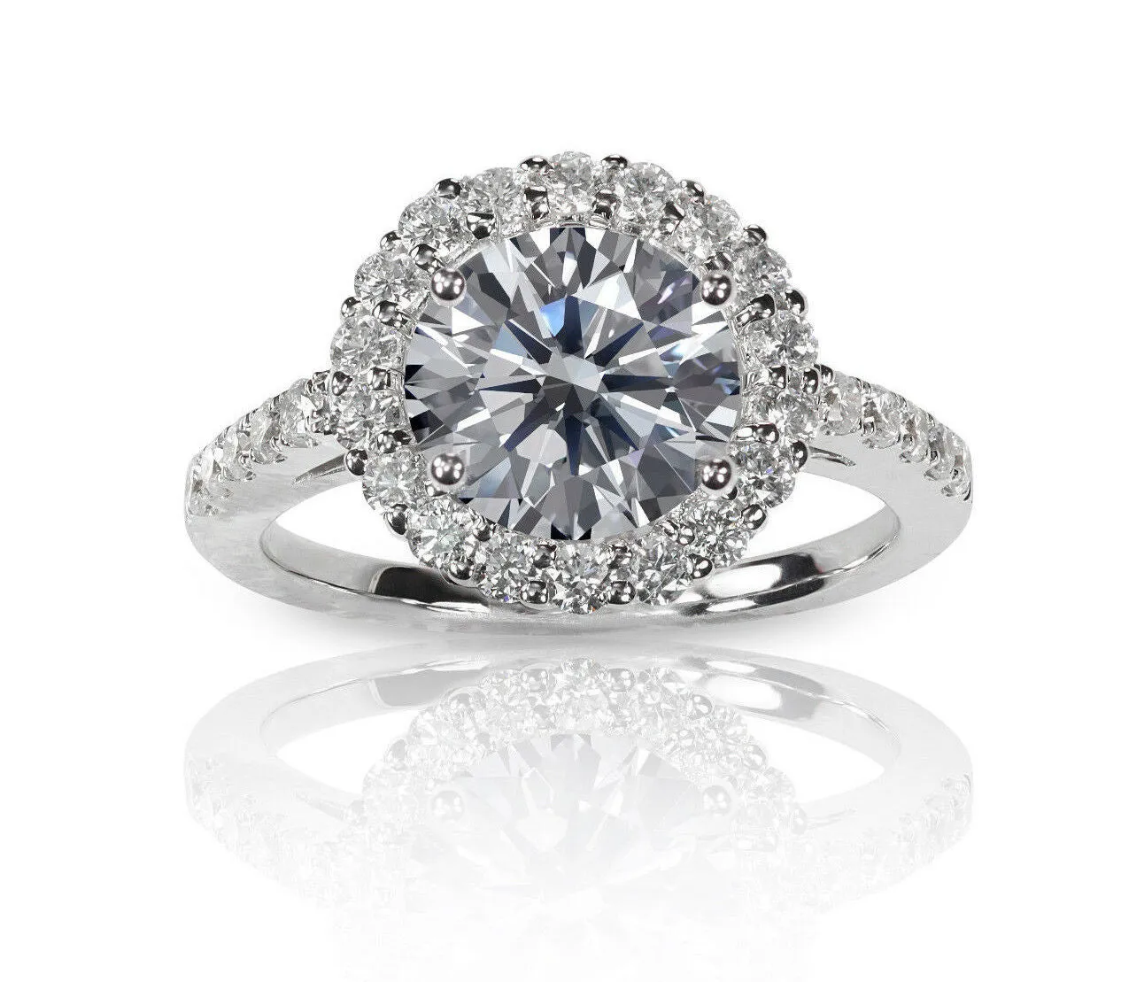 3.50 CTW Diamond Halo Ring G VVS2 18K Gold GIA Certified Natural Round Cut
