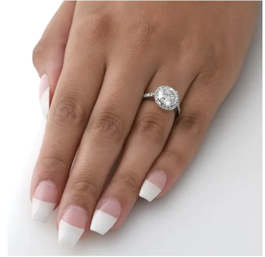 3.50 CTW Diamond Halo Ring G VVS2 18K Gold GIA Certified Natural Round Cut