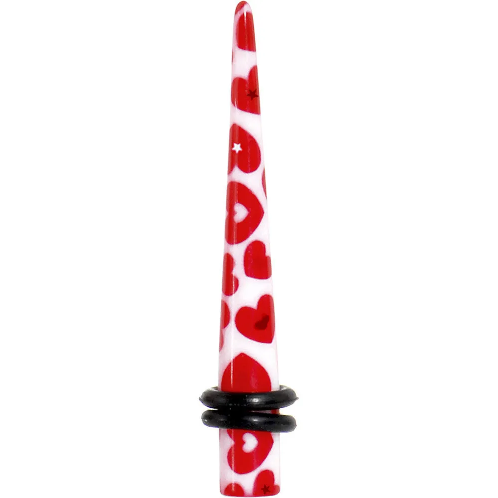 4 Gauge Lovely Red Heart Acrylic Ear Taper