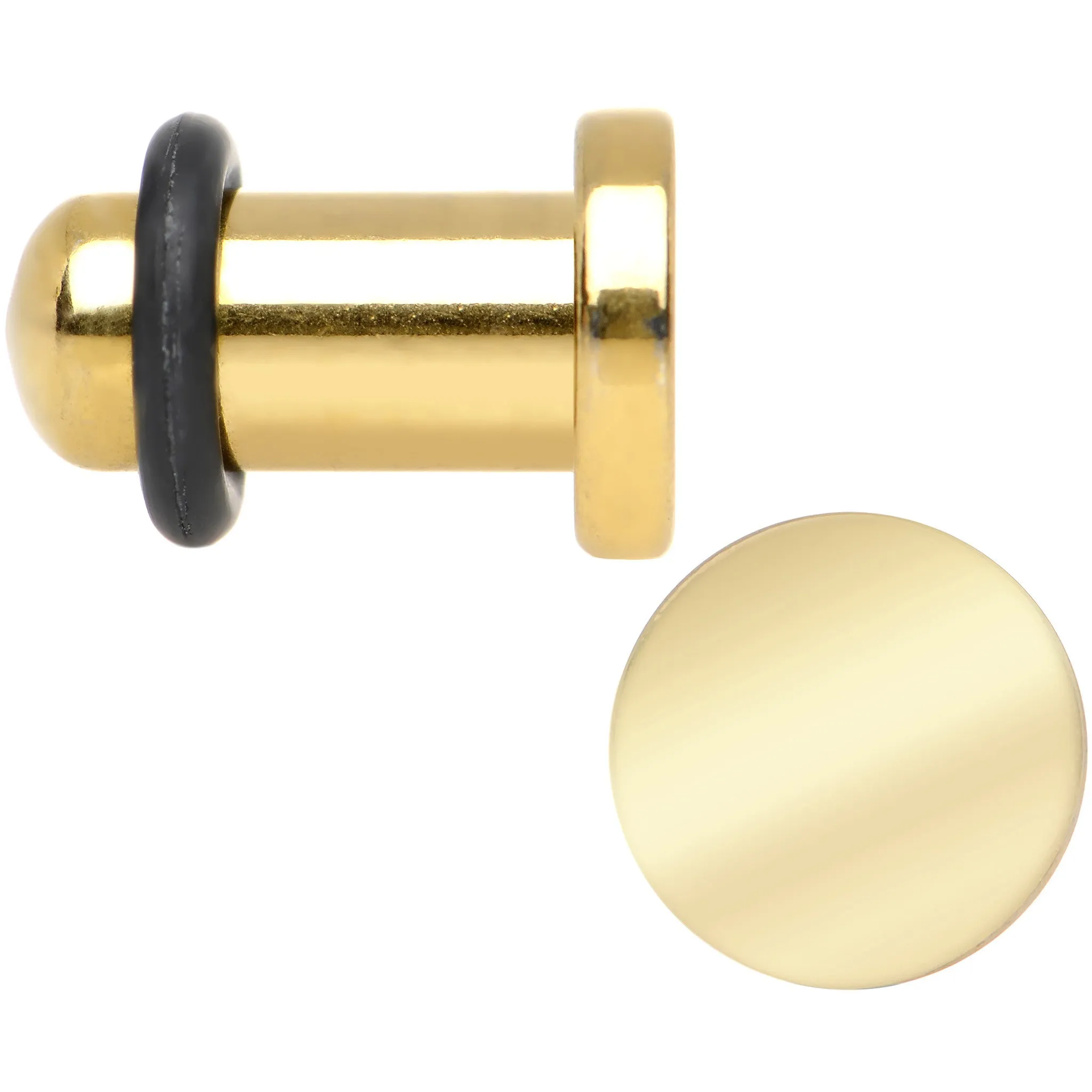 4 Gauge Titanium Plated Steel Sunlit Flat Top Single Flare Plug Set
