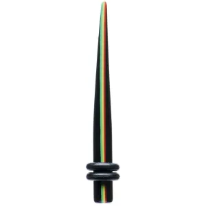 6 Gauge Acrylic Rasta Stripe Taper