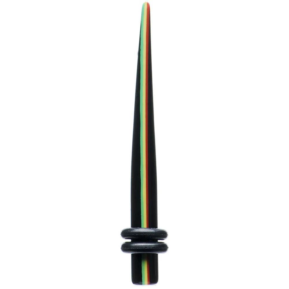 6 Gauge Acrylic Rasta Stripe Taper