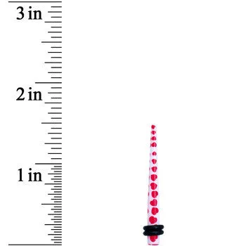6 Gauge White Red Heart Acrylic Ear Taper