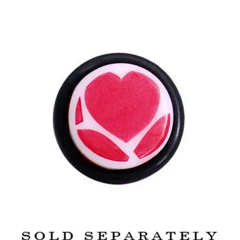 6 Gauge White Red Heart Acrylic Ear Taper