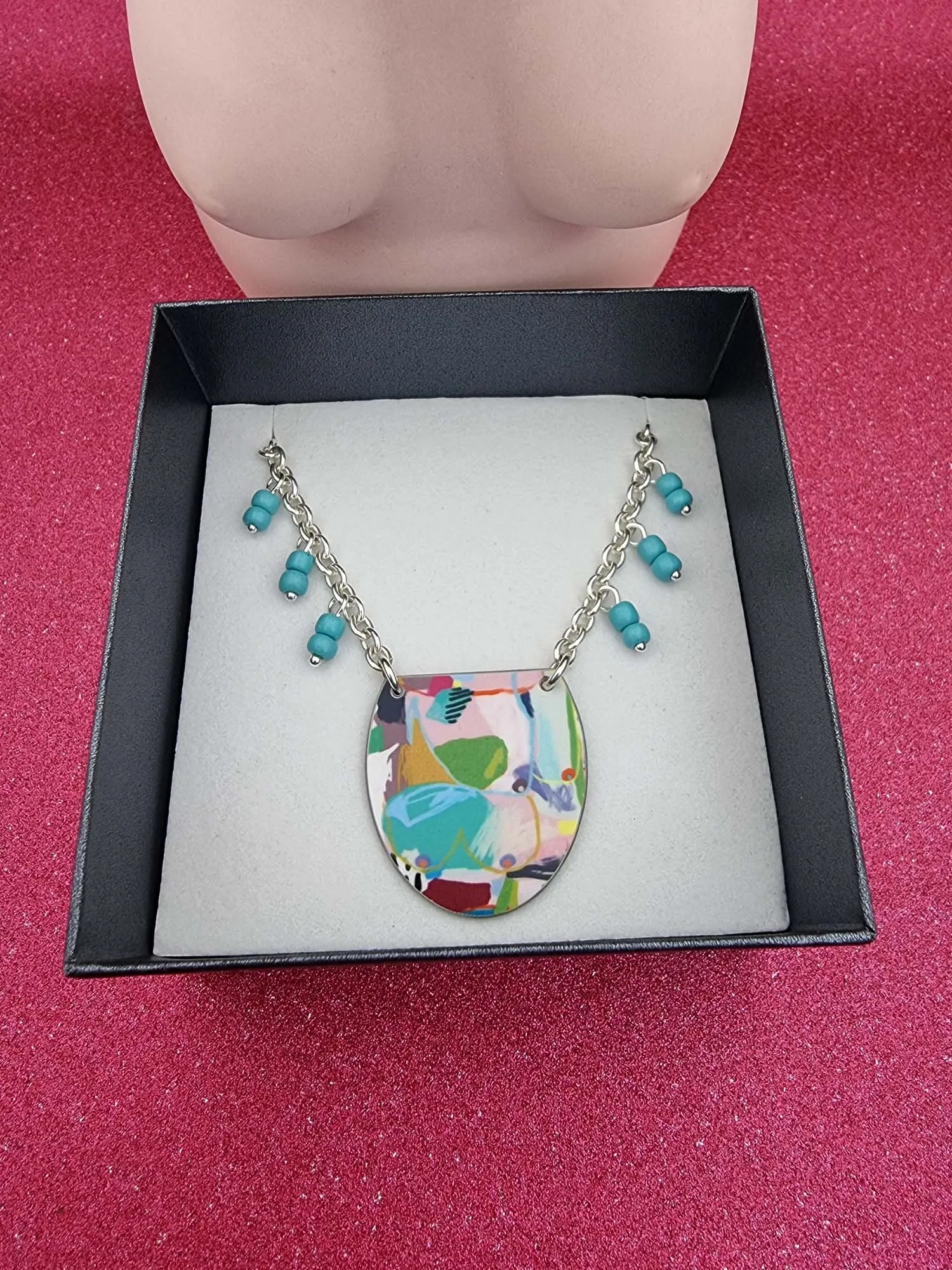 A BREAST FRIENDS - bead necklace BLUE