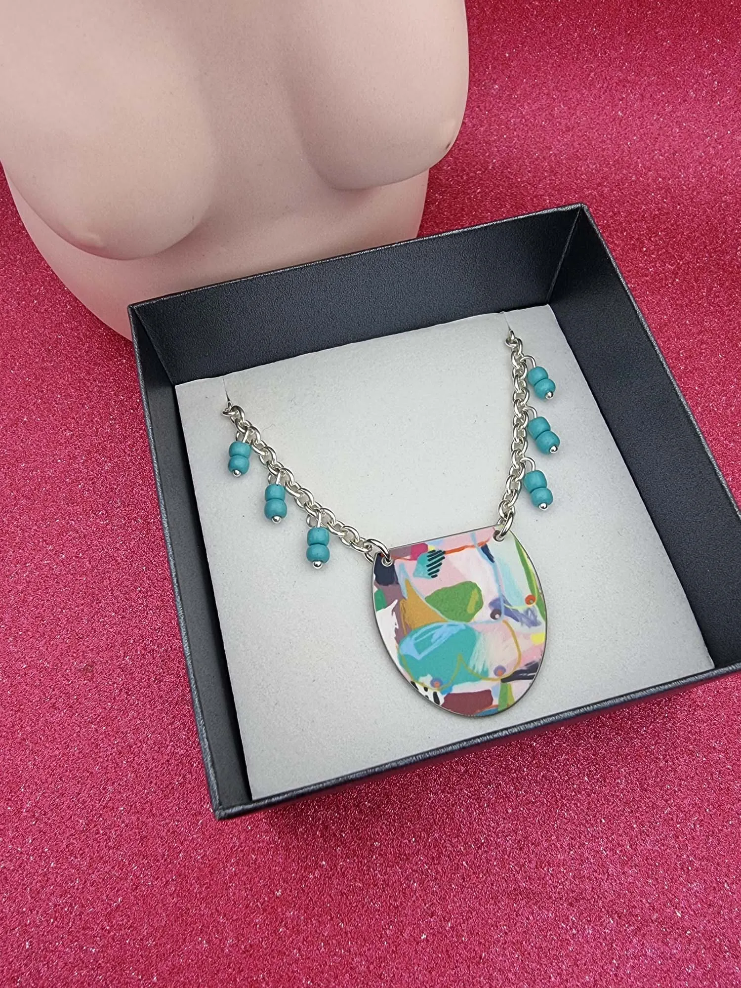 A BREAST FRIENDS - bead necklace BLUE