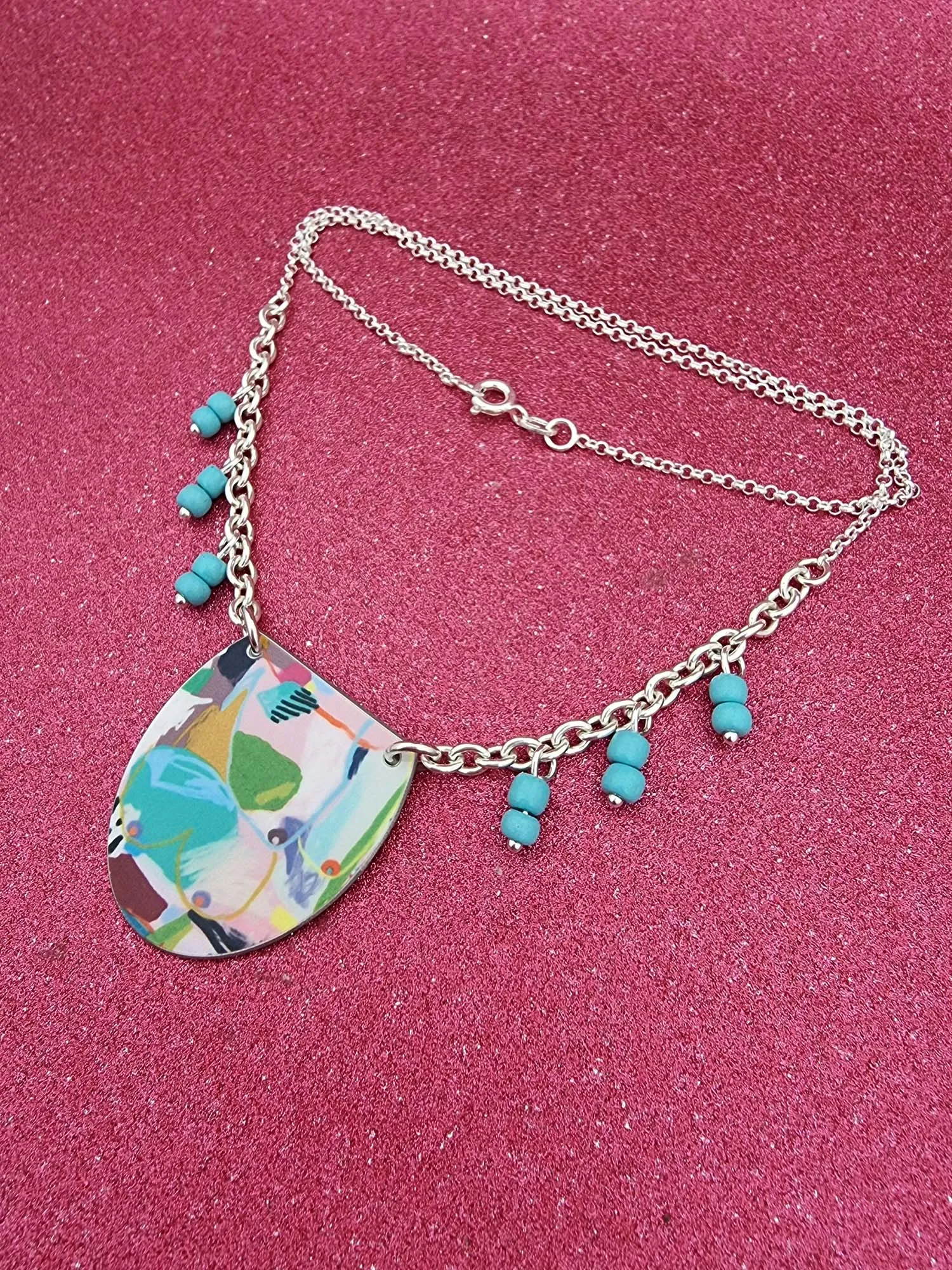 A BREAST FRIENDS - bead necklace BLUE