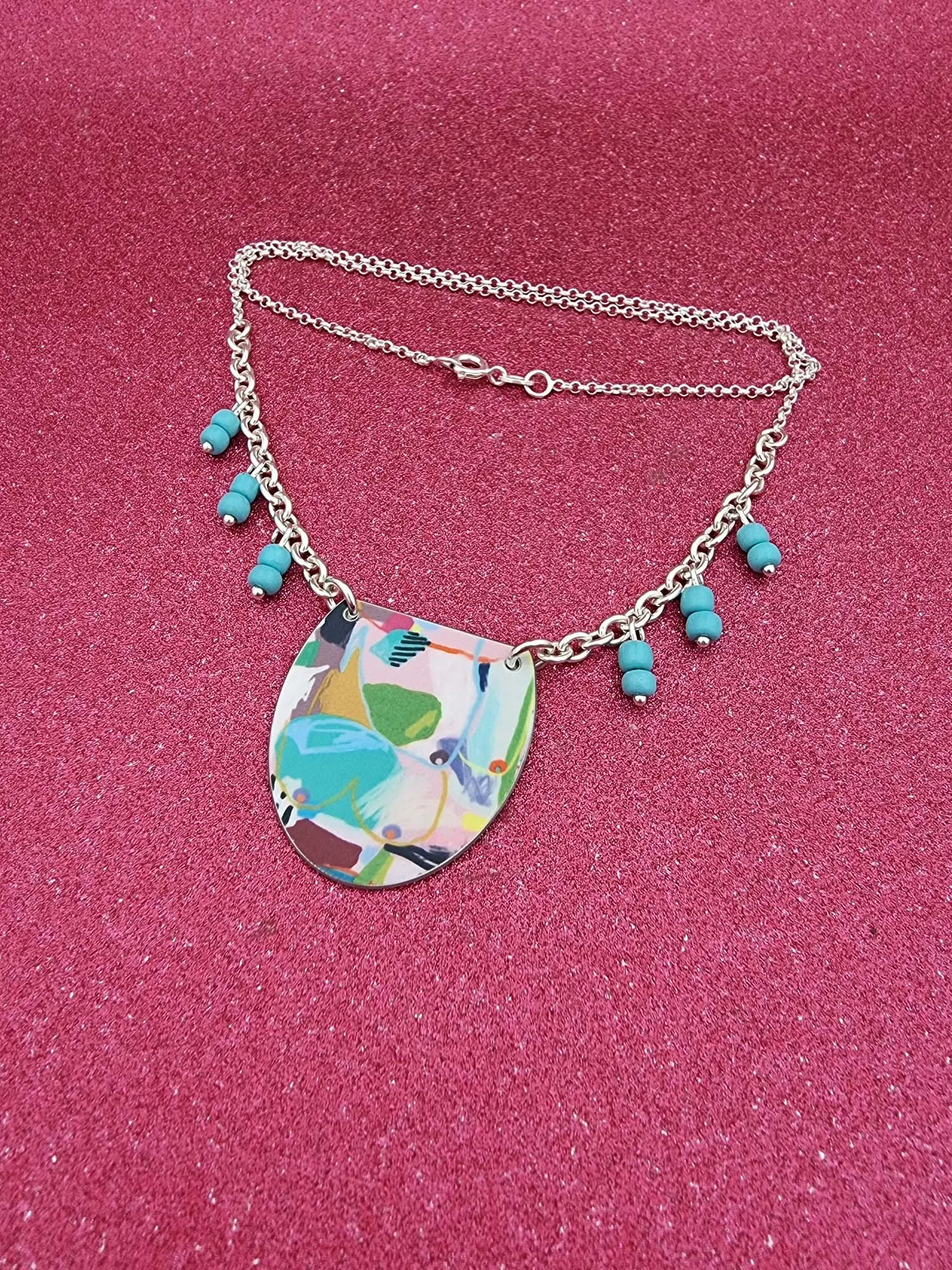 A BREAST FRIENDS - bead necklace BLUE