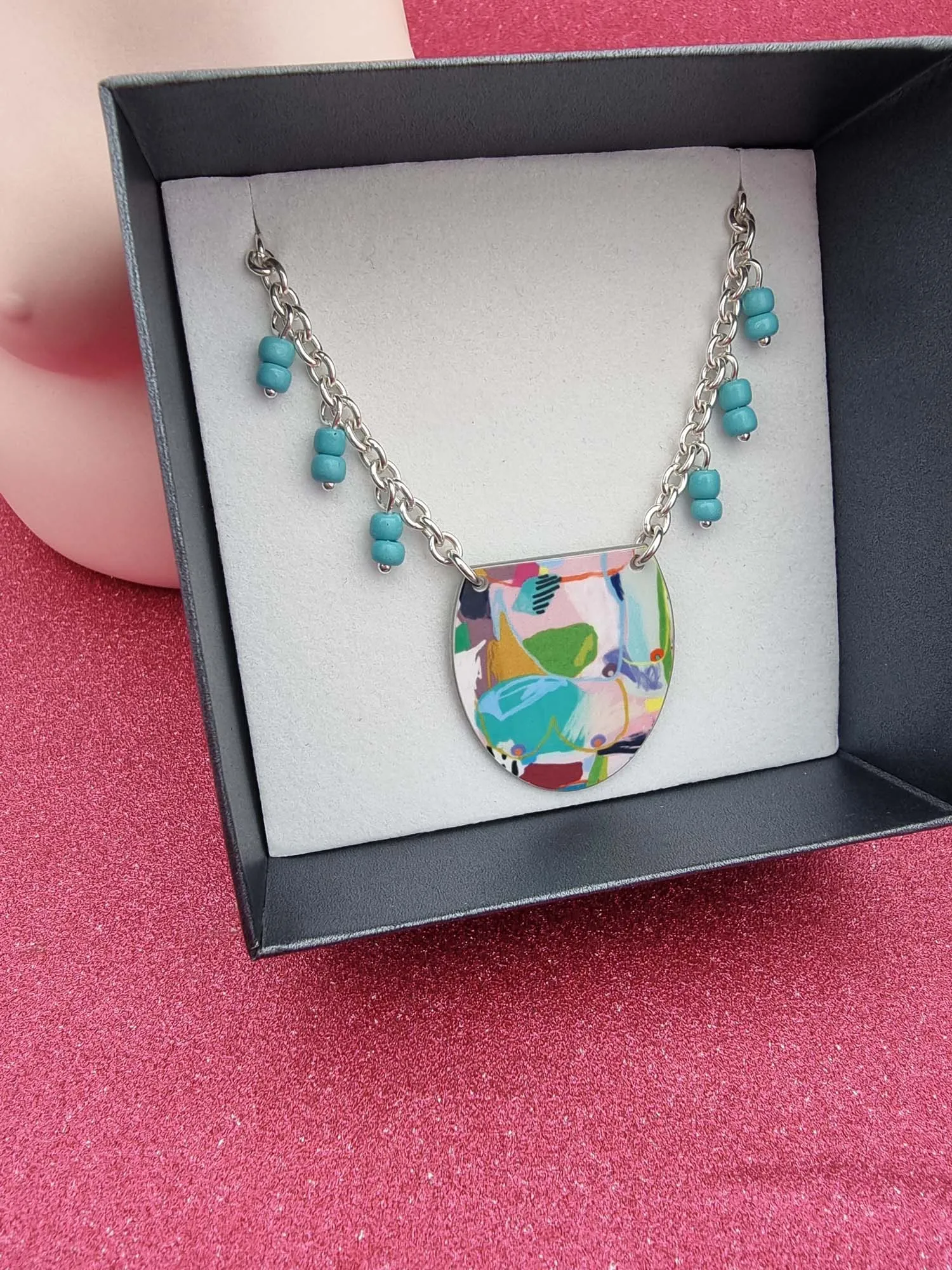 A BREAST FRIENDS - bead necklace BLUE