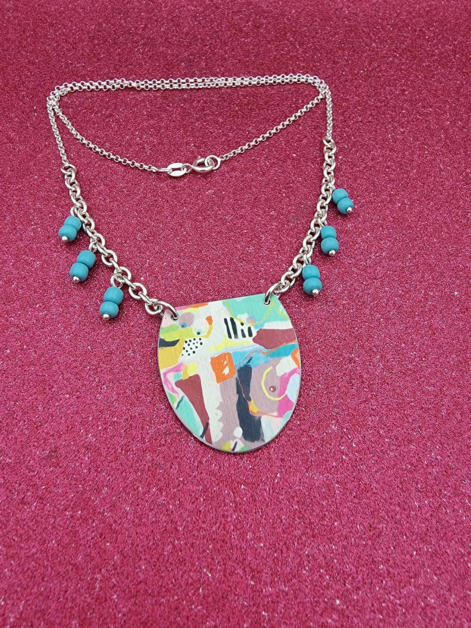 A BREAST FRIENDS - bead necklace BLUE