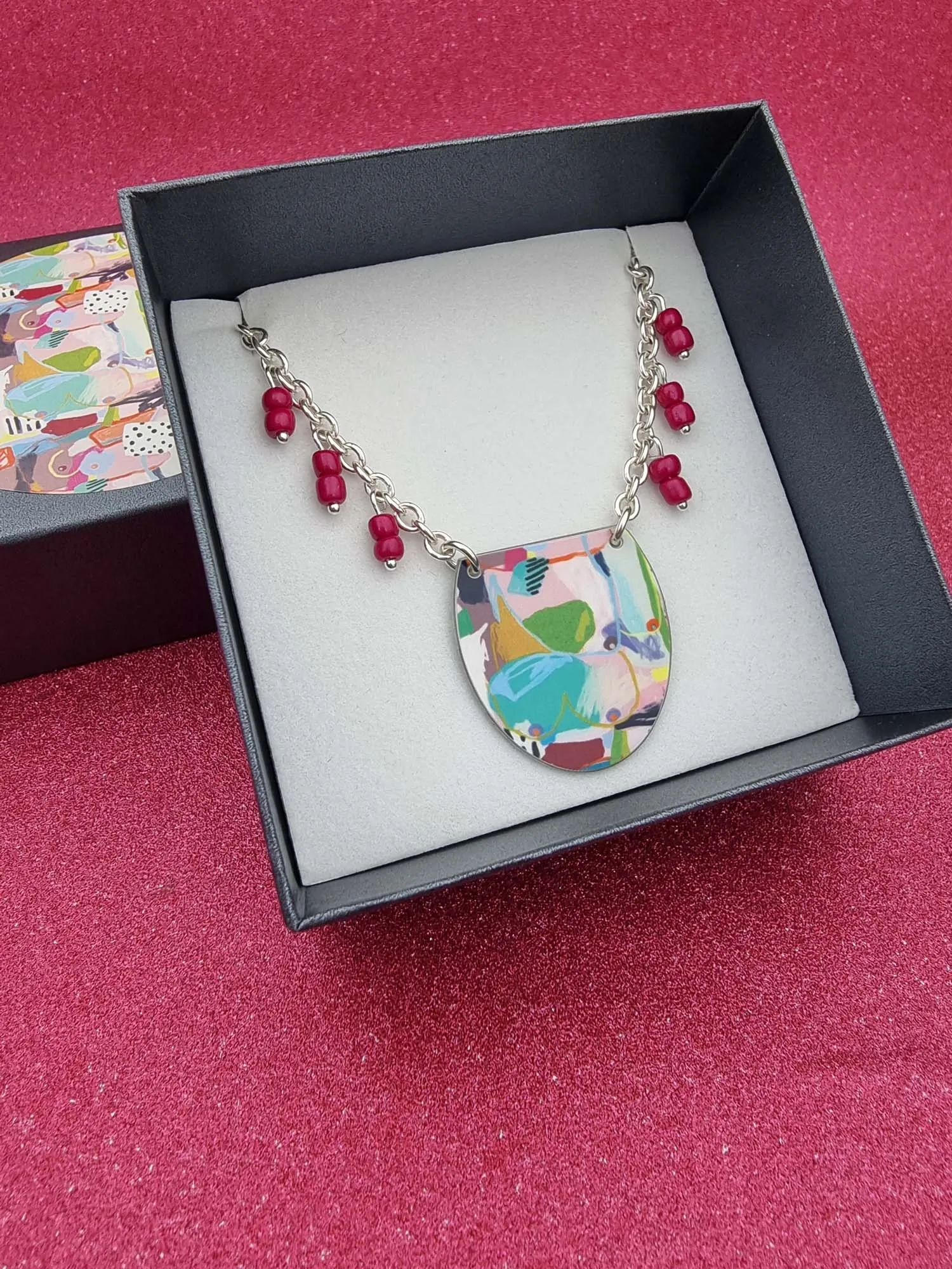 A BREAST FRIENDS - bead necklace PINK