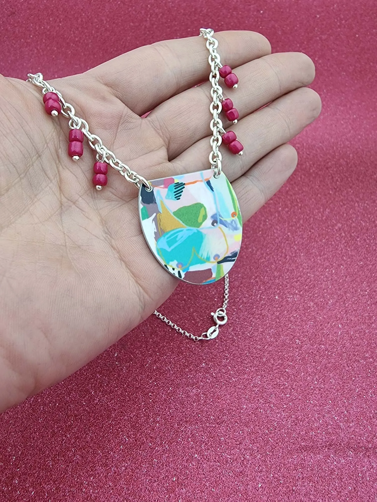 A BREAST FRIENDS - bead necklace PINK