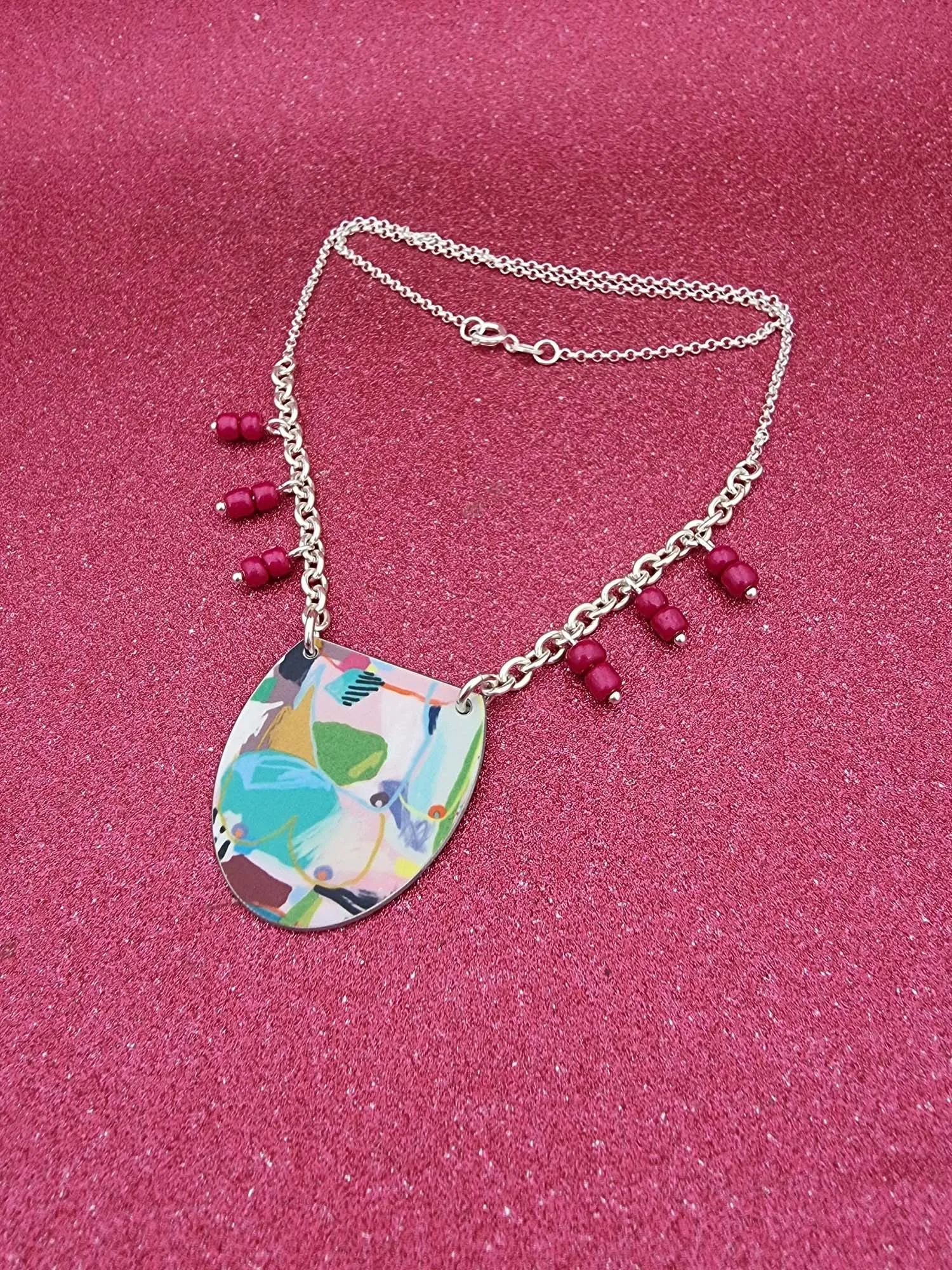 A BREAST FRIENDS - bead necklace PINK